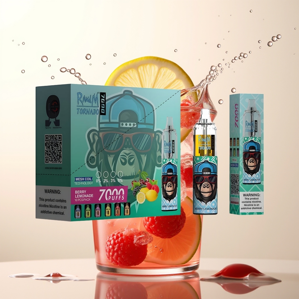 RandM Fumot Tornado 7000 Pufi Enkratna E-cigareta Berry Limonada – 14 ML E-tekočina