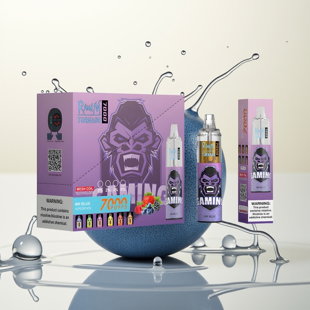 RandM Fumot Tornado 7000 Pufi Enkratna E-cigareta Dr. Blue – 14 ML E-tekočina