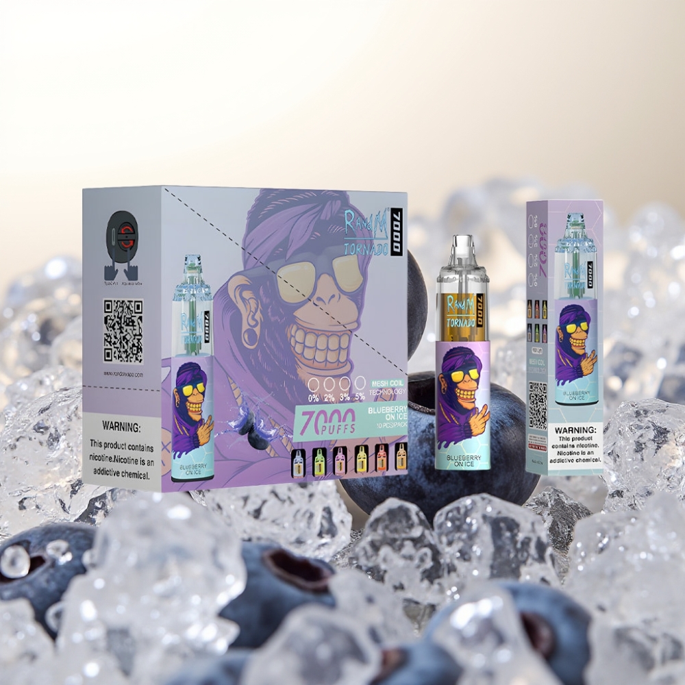 RandM Fumot Tornado 7000 Pufi Enkratna Vape Borovnica z Ledom