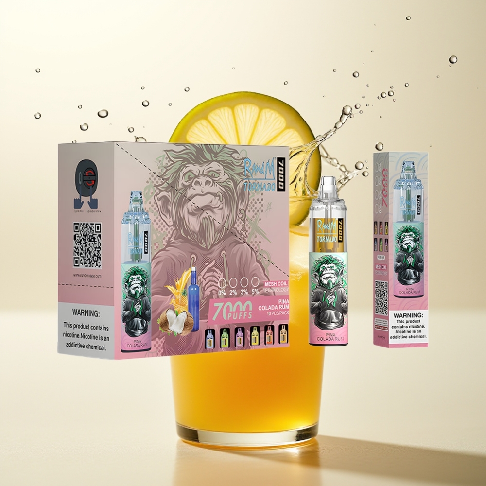 RandM Fumot Tornado 7000 Puhi Enkratna E-cigareta Pina Colada Rum in Fumot Tornado 7000 Enkratna E-cigareta