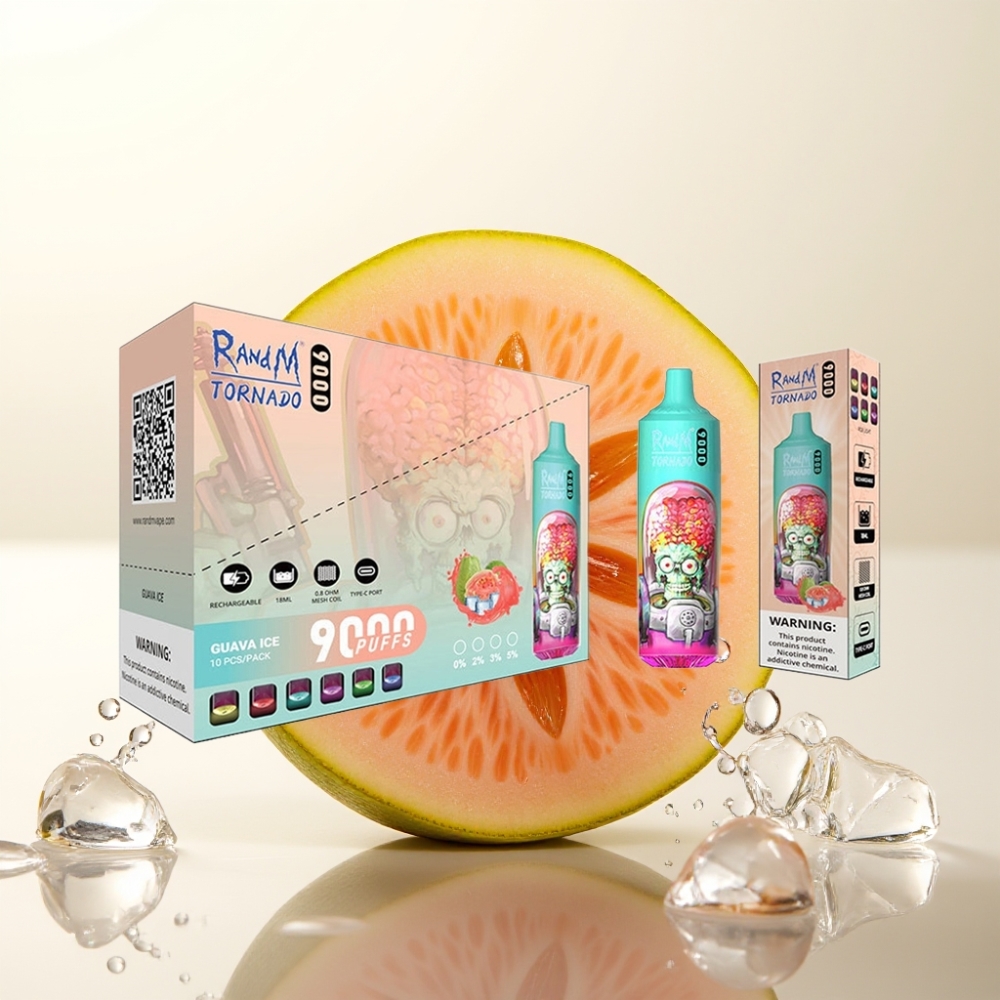 RandM Fumot Tornado 9000 Puffs Disposable Vape Guava Ice – 18 mL