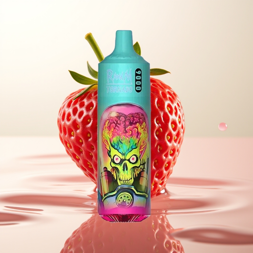 RandM Fumot Tornado 9000 Pufi Dispozabilna Vapa Jagoda Malina – 9000 Pufov, 850 mAh, 18 mL, Mesh Coil, RGB Display, 54 Okusov