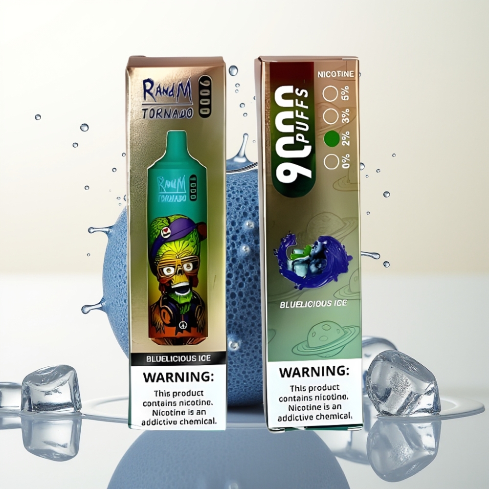 RandM Tornado 9000 Pufi Dispozabilni Vape Bluelicious Ice – 9000 Pufov, 850 mAh Baterija, 18 mL E-tekočina, Mesh Coil, RGB Display, 54 Okusov