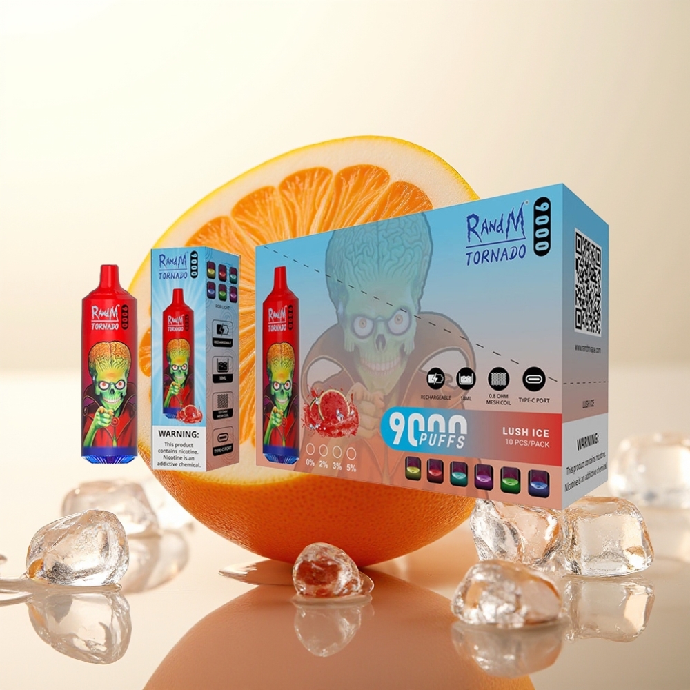 RandM Tornado 9000 Pufov Disposable Vape Lush Ice – 850 mAh, 18 mL, Mesh Coil, RGB Display, 54 Arom