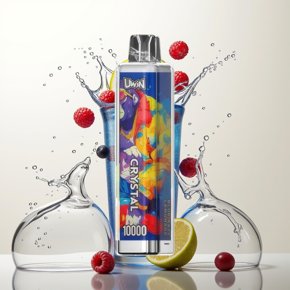 UWIN Crystal 10000 Puf Enkratna E-cigareta Modra Malina Limonada – 18ml, 650mAh, RGB Različnosti Nikotina: 0%, 2%, 3%, 5%