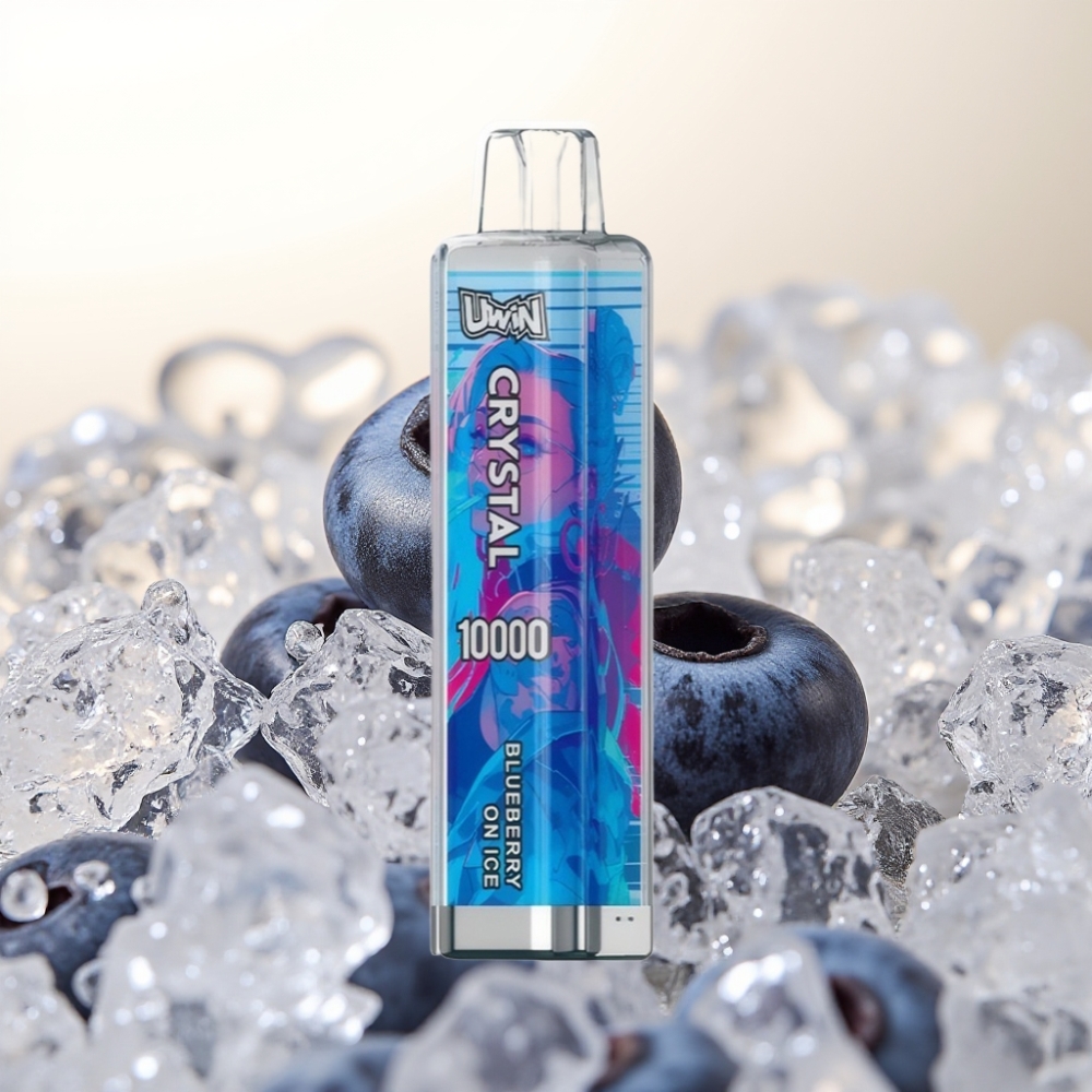 UWIN Crystal 10000 Puff Enkratna E-cigareta Borovnica z Ledom – 0%/2%/3%/5% Nikotina, 18ml, 650mAh, RGB Osvetlitev