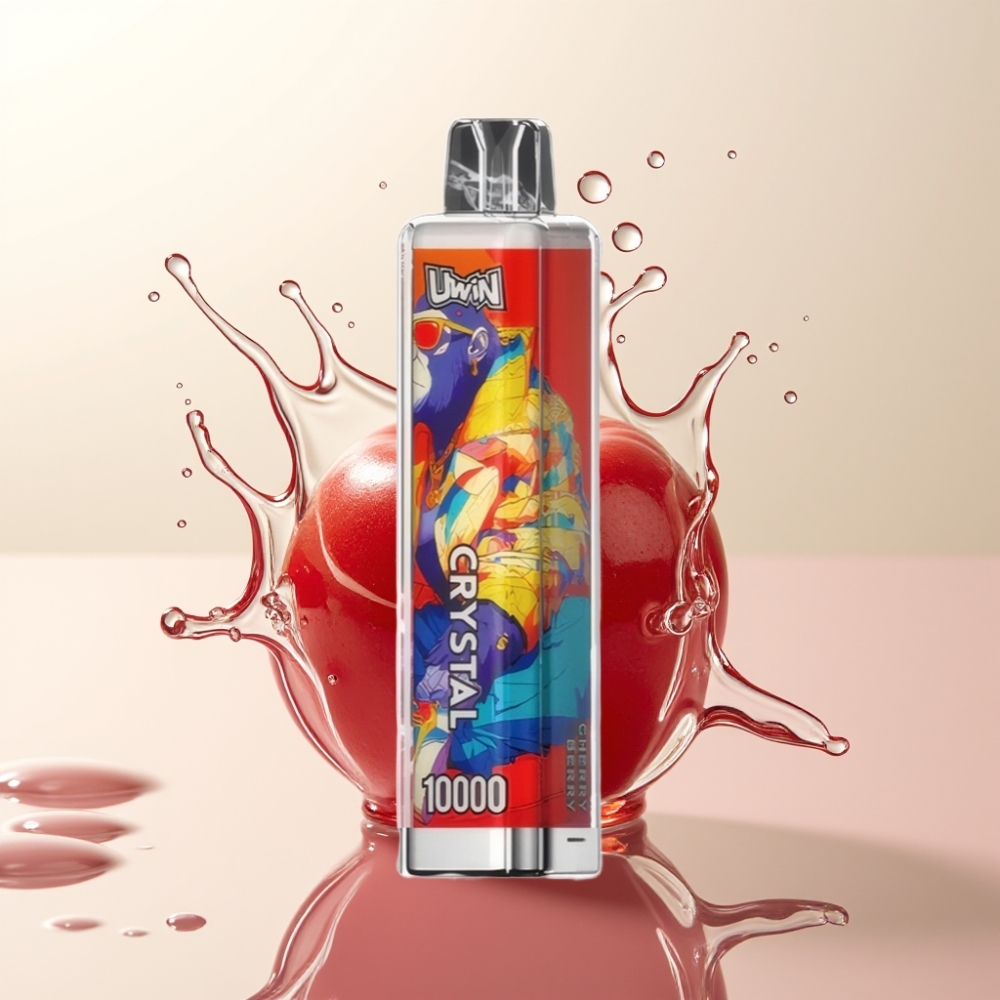 UWIN Crystal 10000 Puffov Enkratna E-cigareta Češnja Jagoda – 18ml, 0.8 Ohm, RGB Osvetlitev, Tip-C Polnjenje