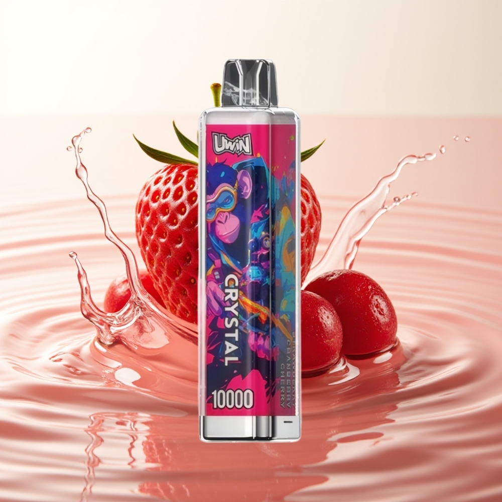 UWIN Crystal 10000 Puffs E-cigareta za Enkratno Uporabo – Jagoda, Brusnica, Češnja | 18ml, 650mAh, RGB luči, 0-5% nikotina