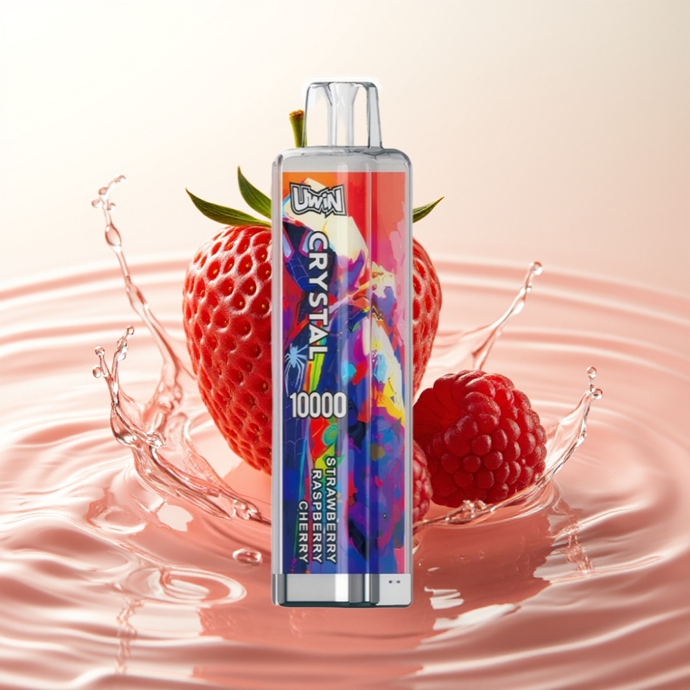 UWIN Crystal 10000 Puffs Enkratna E-cigareta Jagoda Malina Češnja – 18ml, 650mAh, Type-C, RGB luči