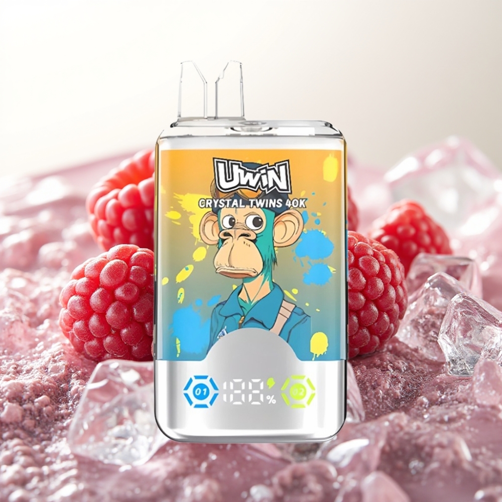 UWIN Crystal Twins 40000 Puffov Enkratna E-cigareta z Borovnico, Malino, Češnjo in Ledom – 32ml, 850mAh, Tip-C, 0,6 Ohm