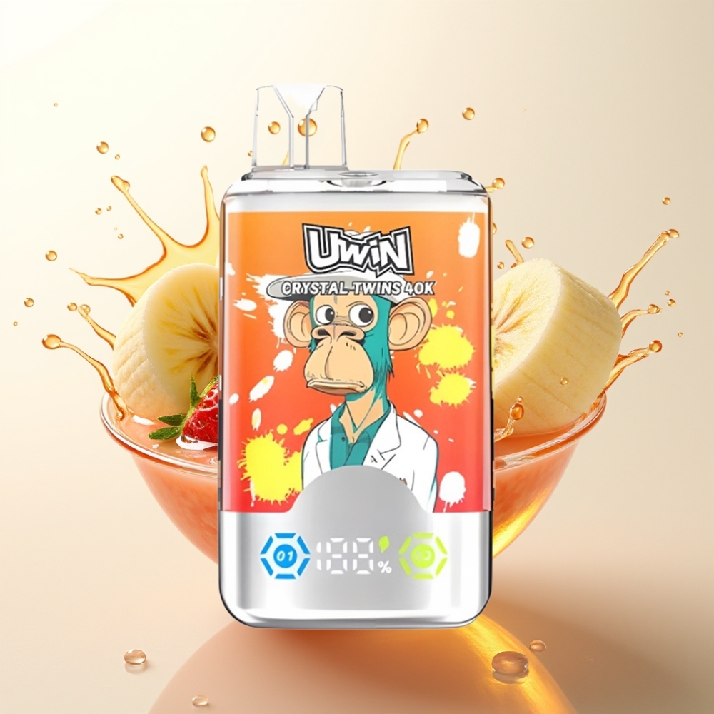 UWIN Crystal Twins 40000 Puffov Enkratna Vape Jagoda Banana Ljubezen 66 - 32ml, 850mAh, Type-C, 0,6 Ohm, 0-5% Nikotin