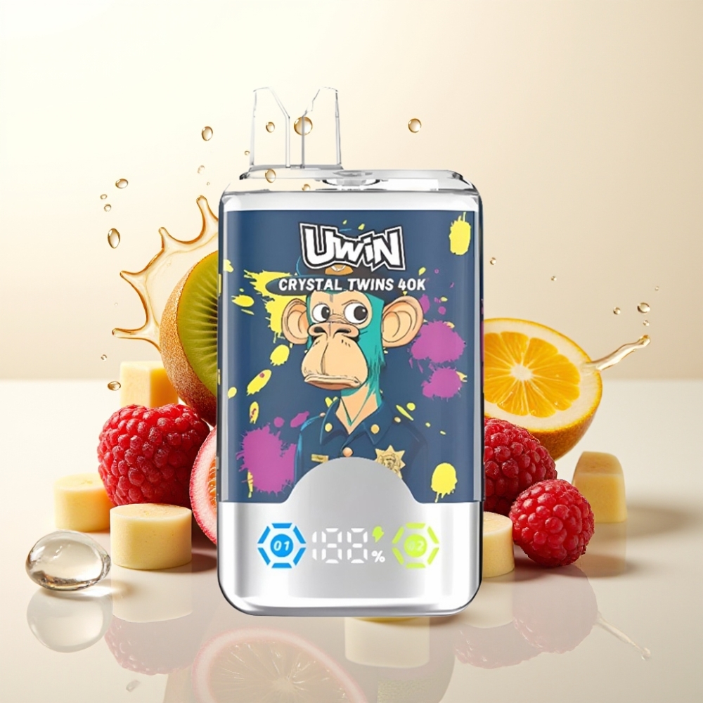 UWIN Crystal Twins 40000 Pufi Enkratna E-cigareta z Okusi Kiwi Pasijonka Guava Borovnica Malina in 2 Okusa, 32ml, 850mAh, Type-C