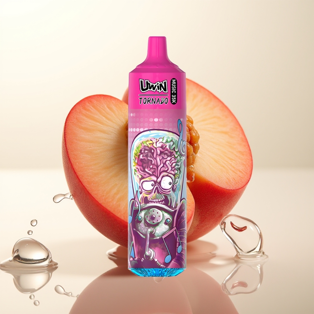 Uwin Tornado 35K Glasbena Enkratna Vape Peach Berry – 35.000 vdihov, 600mAh, Type-C, 0-5% nikotina, 1.0 Ohm